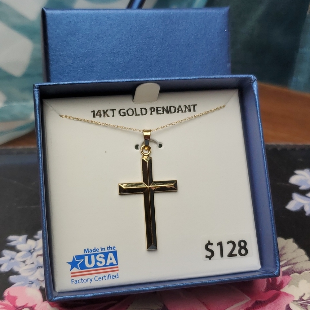 14 karat 18" Gold Chain with Cross Pendant